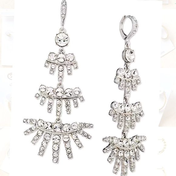 Givenchy Silver Crystal Tiered Chandelier Earrings - Picture 11 of 12